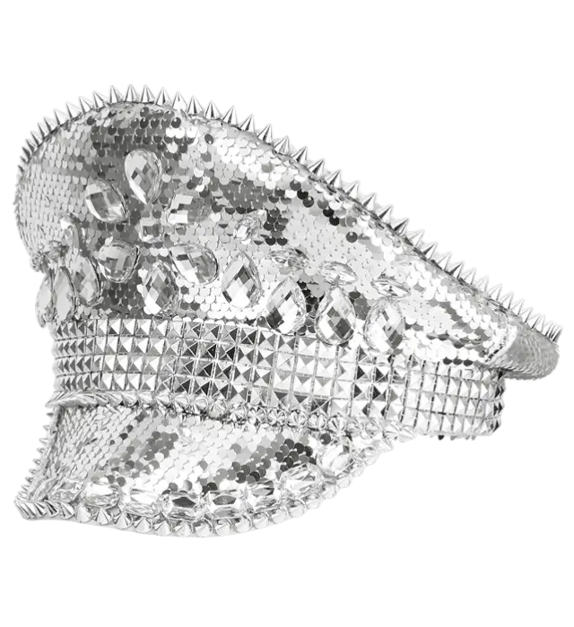 Festival Hat with Studs, Jewels and Silver Sequins – Costume Accessory