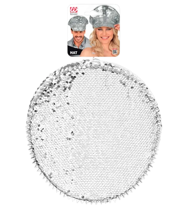 Festival Hat with Studs, Jewels and Silver Sequins – Costume Accessory