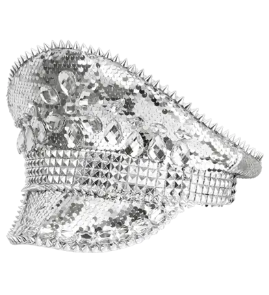 Festival Hat with Studs, Jewels and Silver Sequins – Costume Accessory
