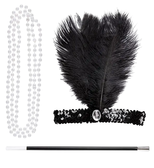 "CHARLESTON (sequined headband, necklace, cigarette holder)