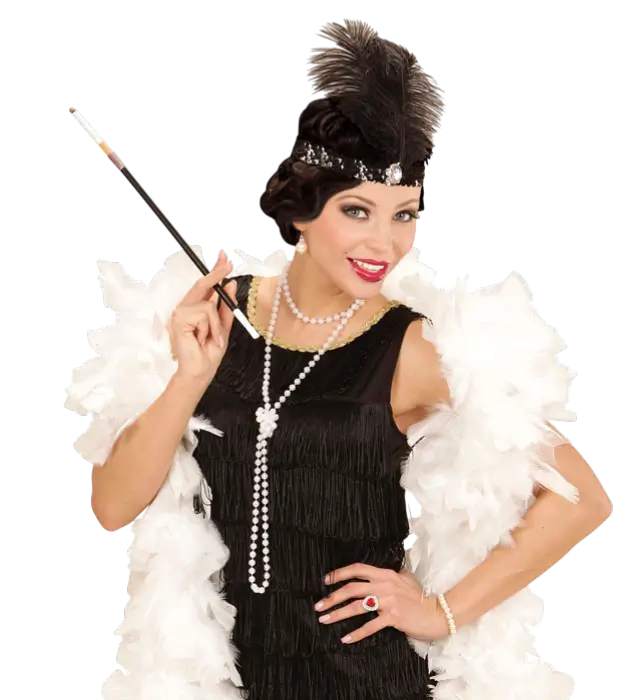 "CHARLESTON (sequined headband, necklace, cigarette holder)