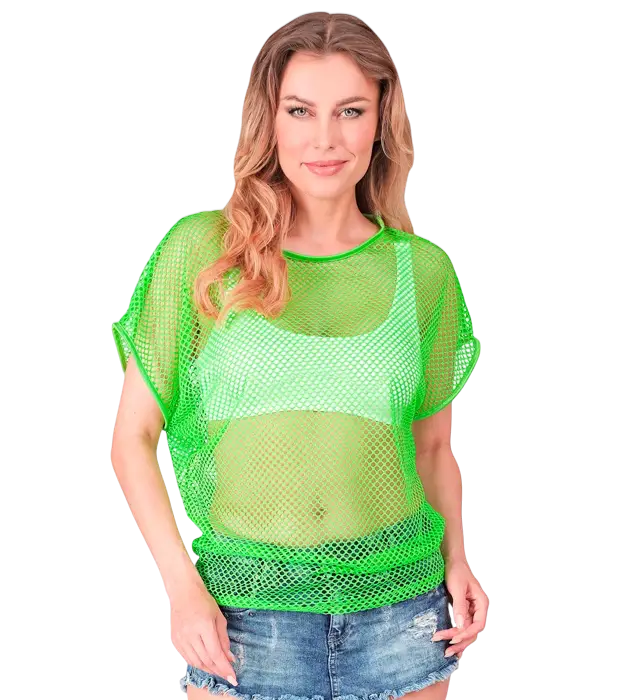 Neon Green Mesh Shirt – 80s Disco Costume Shirt