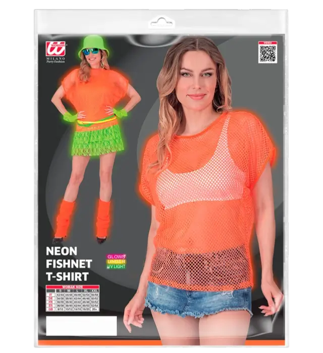 Neon Orange Mesh Shirt – 80s Disco Costume Shirt