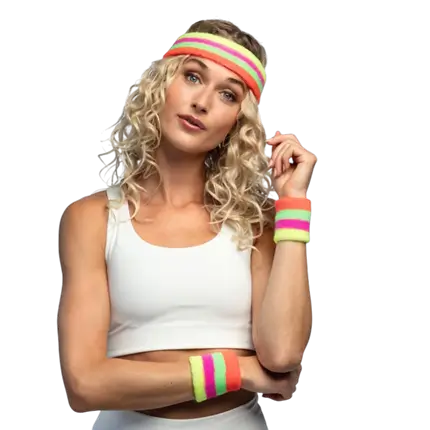 Set of 3 fluorescent towelling headbands