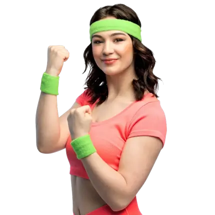 Set of 3 fluorescent green towelling headbands