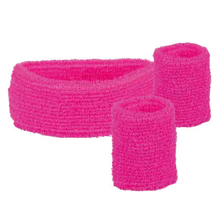 Set of 3 fluorescent pink towelling headbands