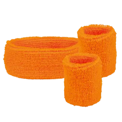 Set of 3 fluorescent orange towelling headbands