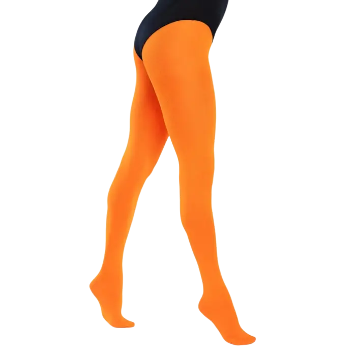 Opaque fluorescent orange tights