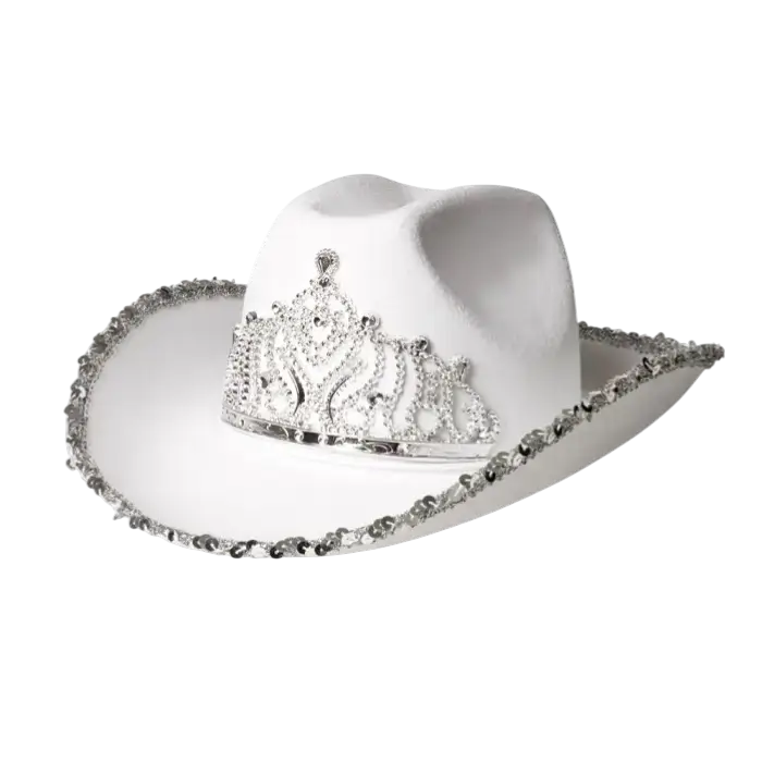 Cowboy hat with fringes for costume “Glimmer” – White
