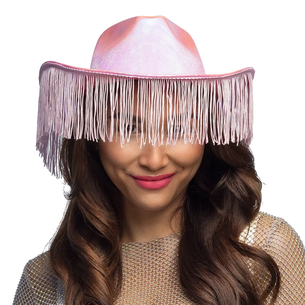 Cowboy hat with fringes for costume “Fabulous” – Pink