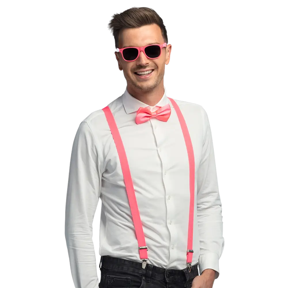 Fluo accessory kit for party and costume – Neon pink