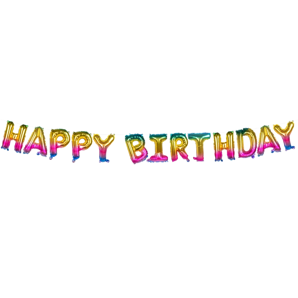Happy birthday' aluminium balloon garland