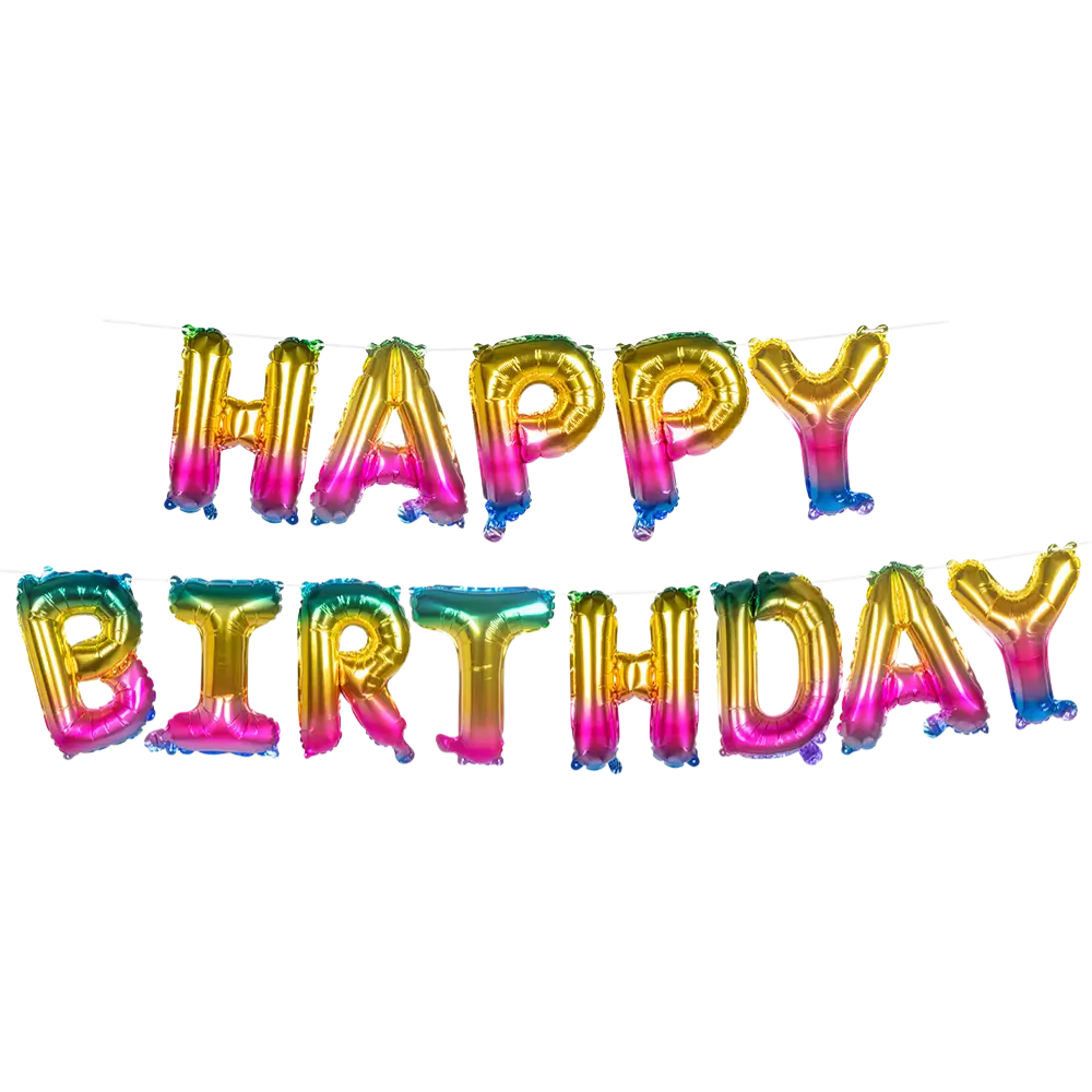 Happy birthday' aluminium balloon garland