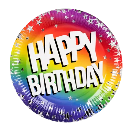 Set of 10 Rainbow 'Happy birthday' paper plates (XL)