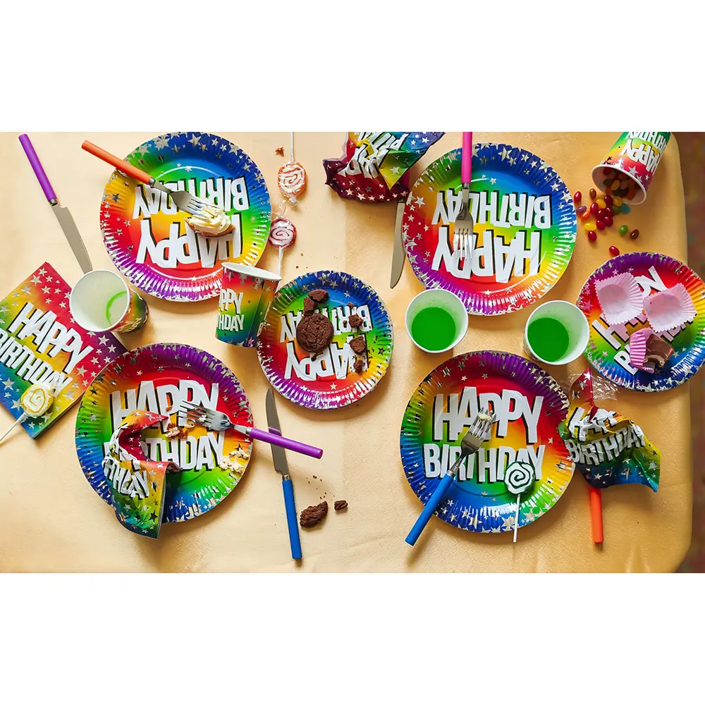 Set of 10 Rainbow 'Happy birthday' paper cups 25cl