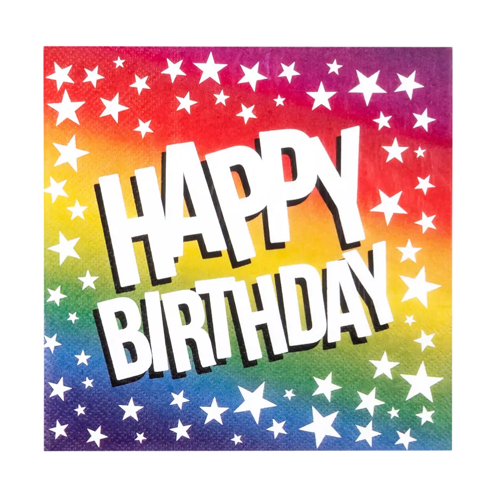 Set of 20 Rainbow 'Happy birthday'33cm paper napkins