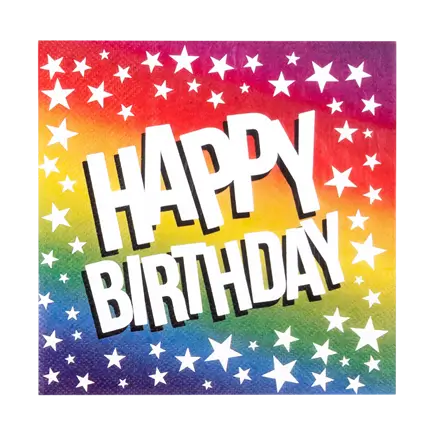 Set of 20 Rainbow 'Happy birthday'33cm paper napkins