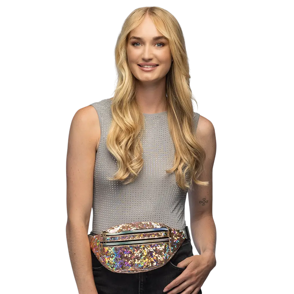 Holodelic rose gold waist bag