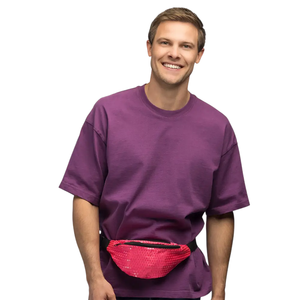 Sequin waist bag for party and costume – Neon pink