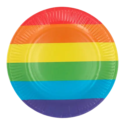 Set of 8 Rainbow paper plates 23cm