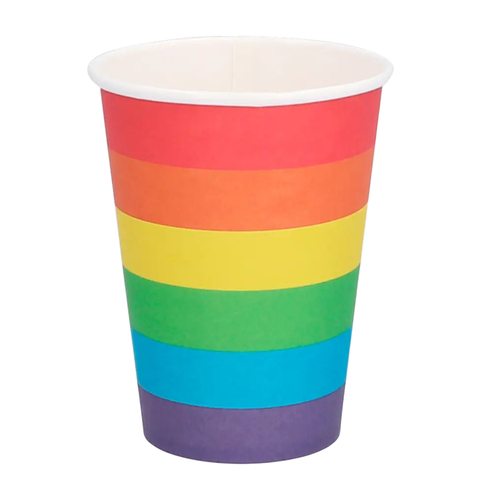 Set of 8 Rainbow paper cups 25cl