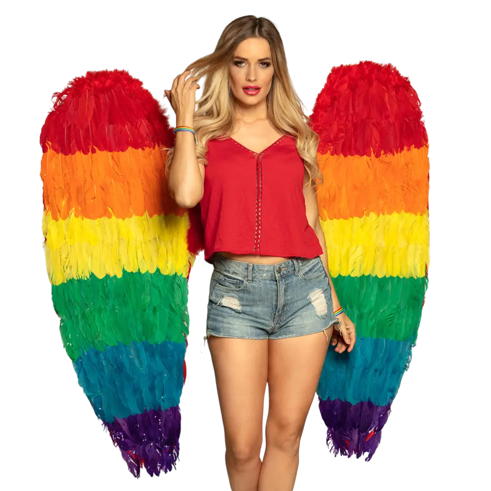 Angel wings Celina rainbow 120x120cm