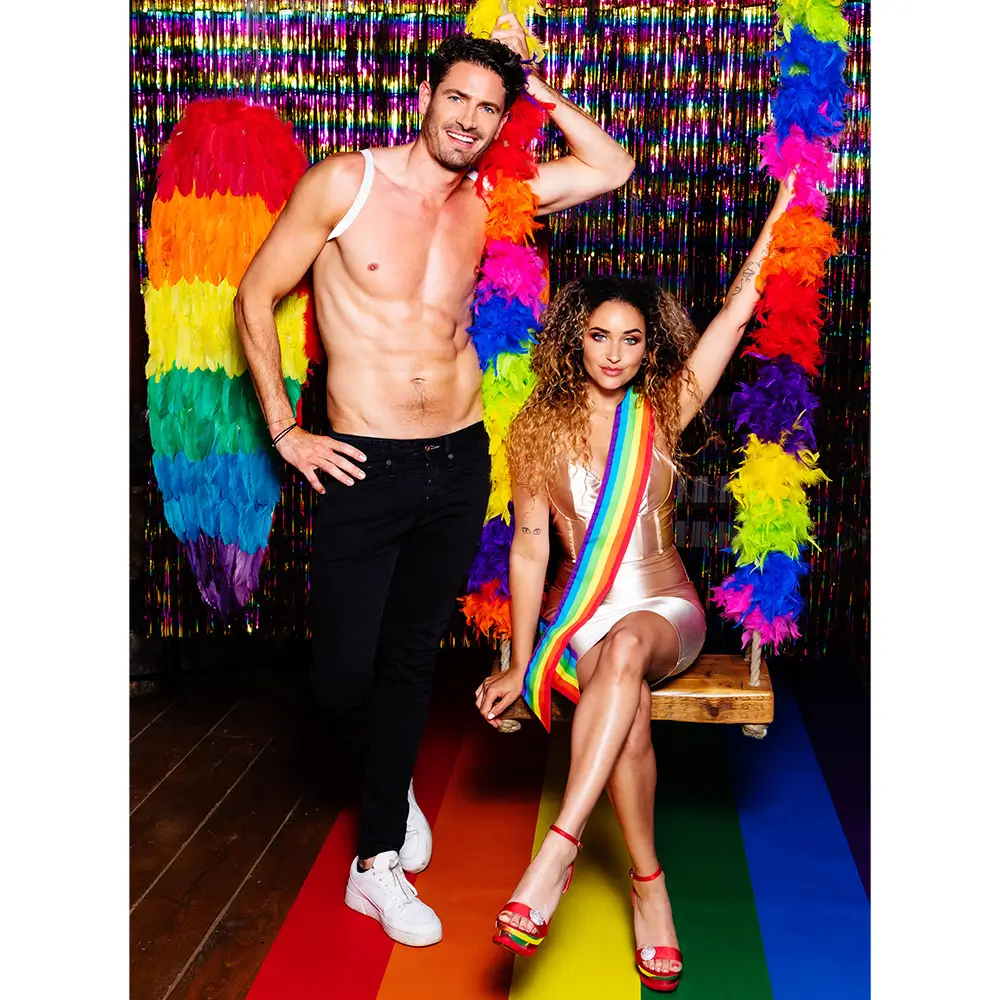 Angel wings Celina rainbow 120x120cm