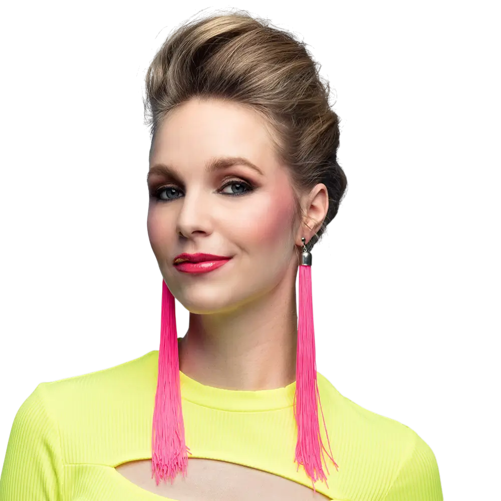 Pair of neon pink Festival earrings