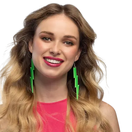 Pair of neon green Flash earrings