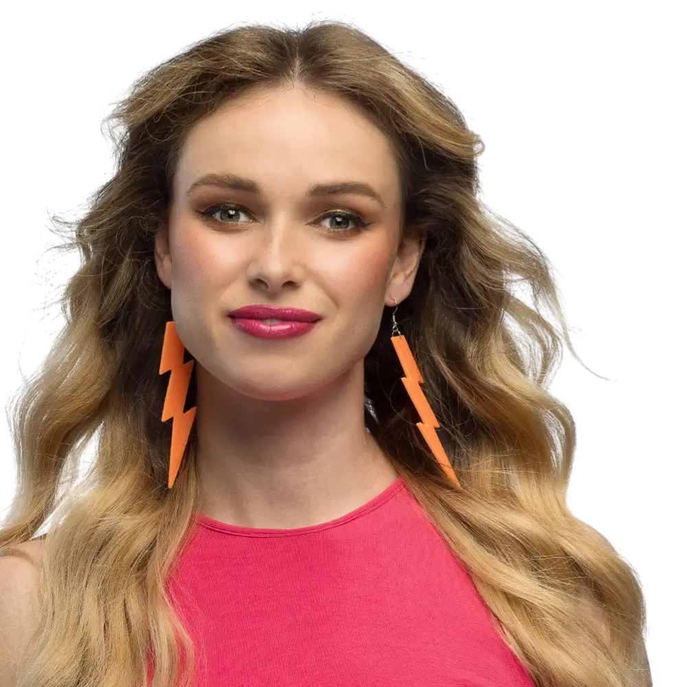 Pair of fluorescent orange Flash earrings