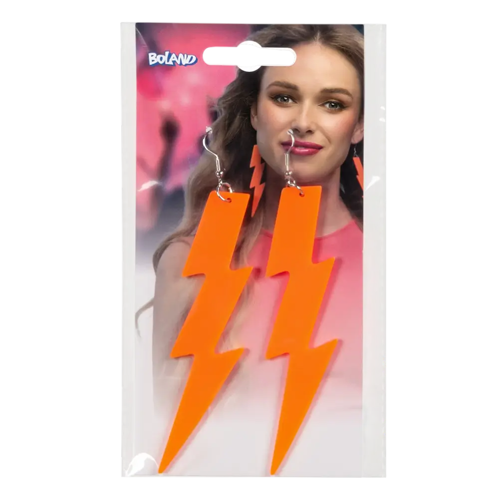 Pair of fluorescent orange Flash earrings