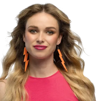 Pair of fluorescent orange Flash earrings