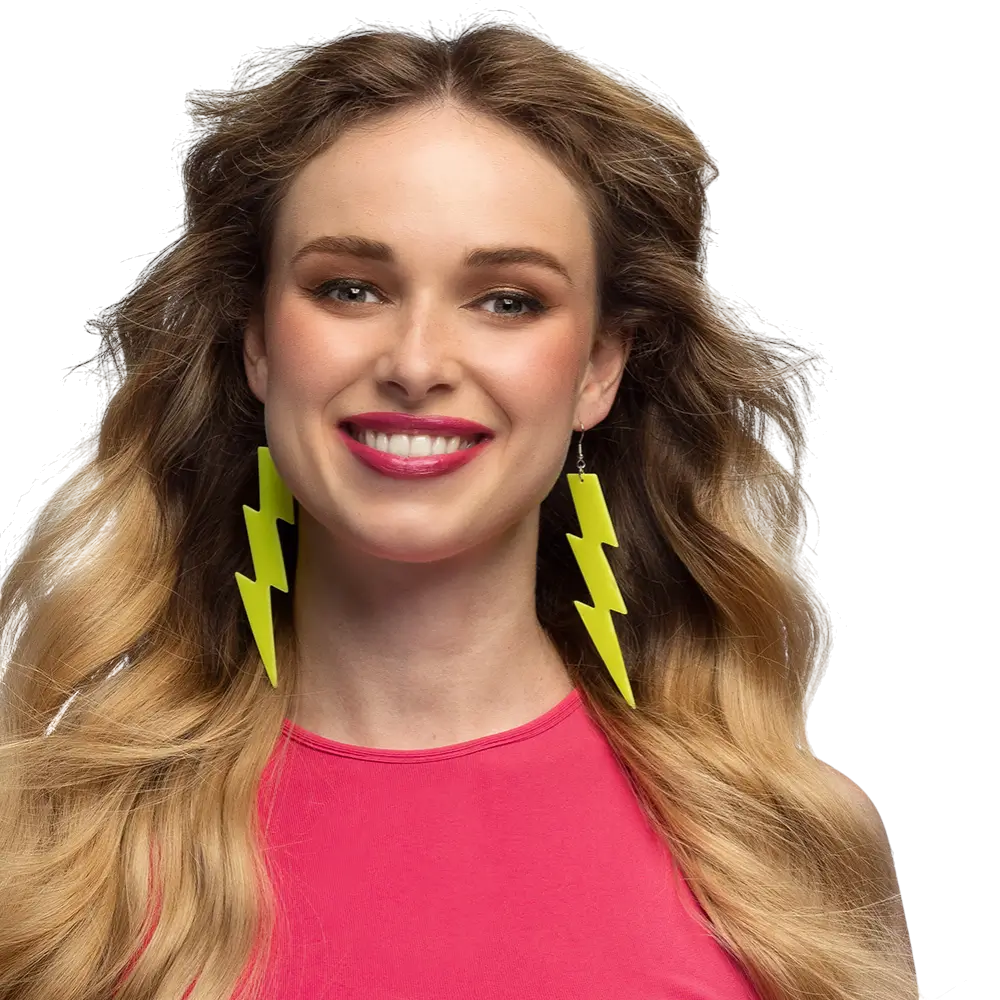 Pair of neon yellow Flash earrings