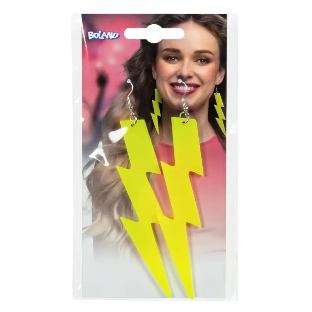 Pair of neon yellow Flash earrings