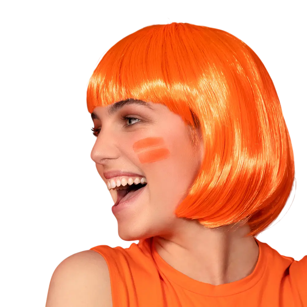 Fluorescent orange Cabaret wig