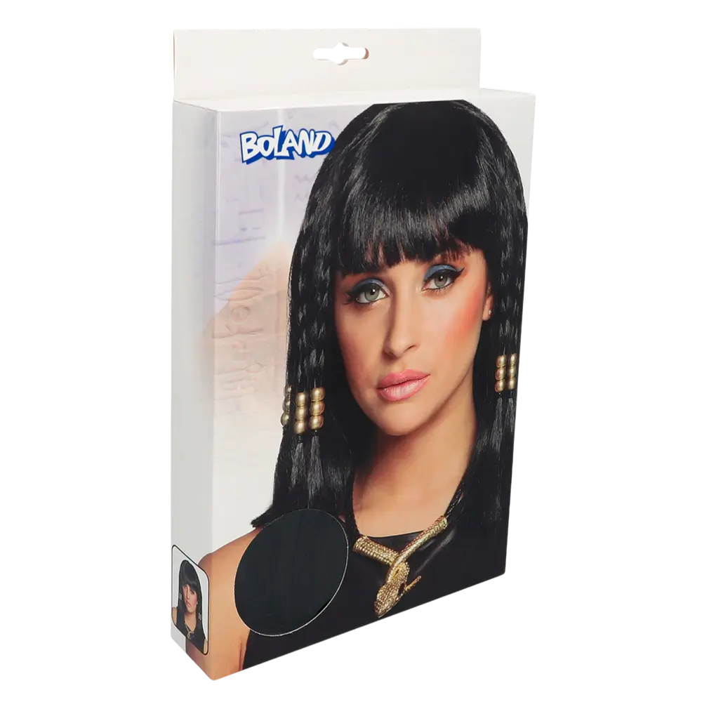 Cléo" wig - Black straight cut with Egyptian style fringe