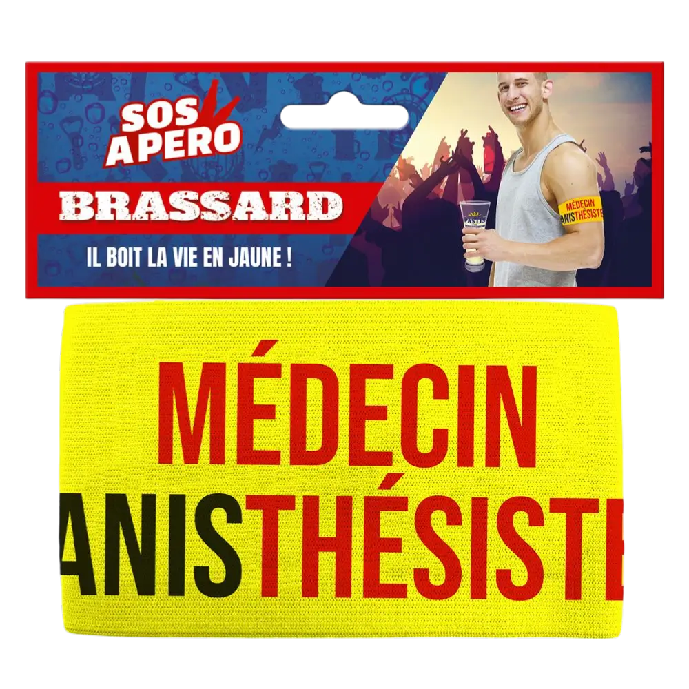 Yellow "Anisthesiologist Doctor" Aperitif Armband - Humorous Evening Entertainment