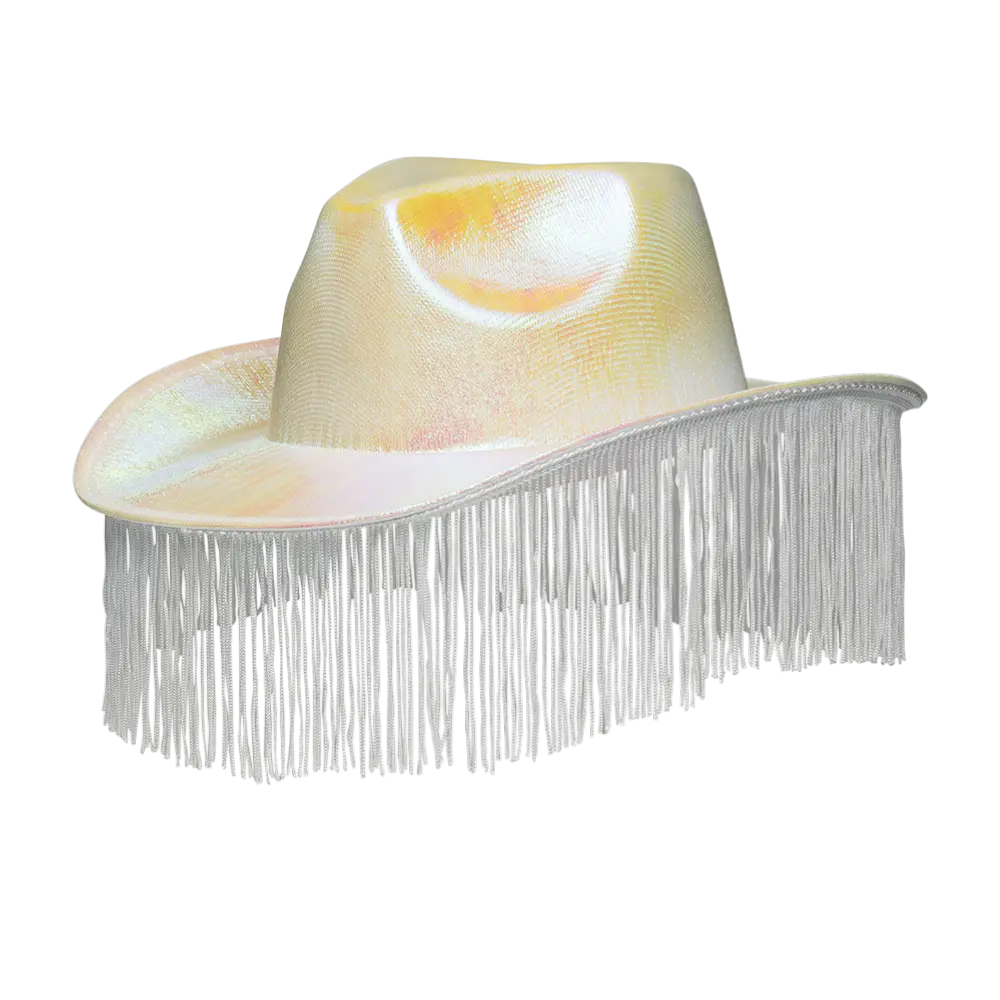 Fabulous" fringed cowboy hat - White