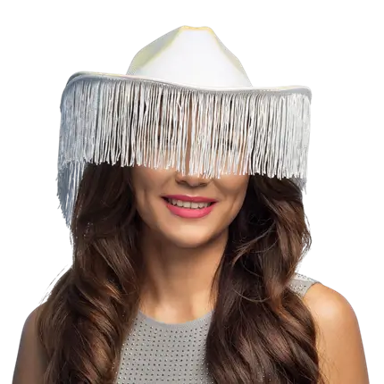 Fabulous fringed cowboy hat - White