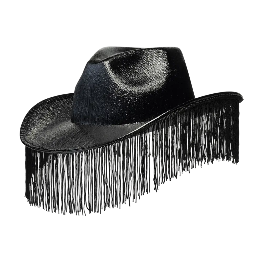 Fabulous" fringed cowboy hat - Black