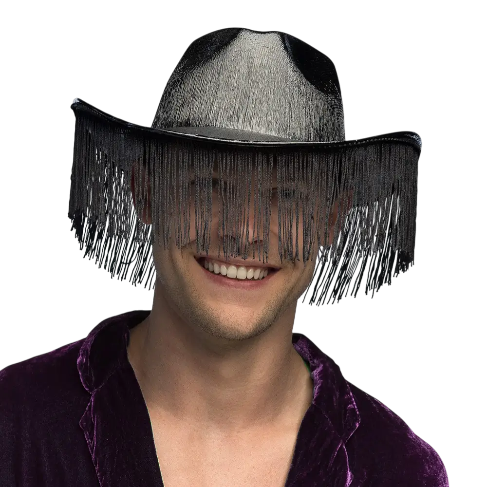 Fabulous" fringed cowboy hat - Black