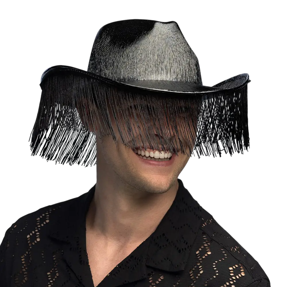 Fabulous" fringed cowboy hat - Black