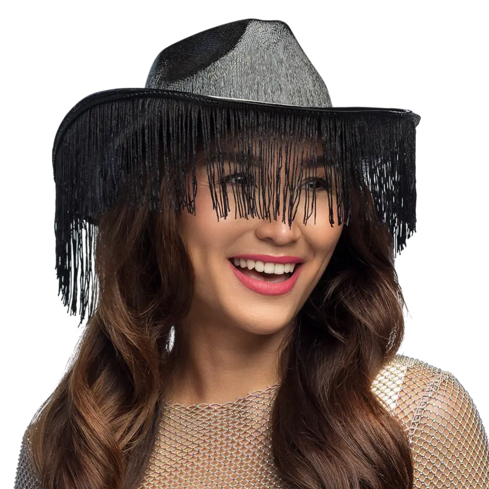 Fabulous" fringed cowboy hat - Black