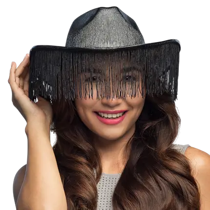 Fabulous fringed cowboy hat - Black