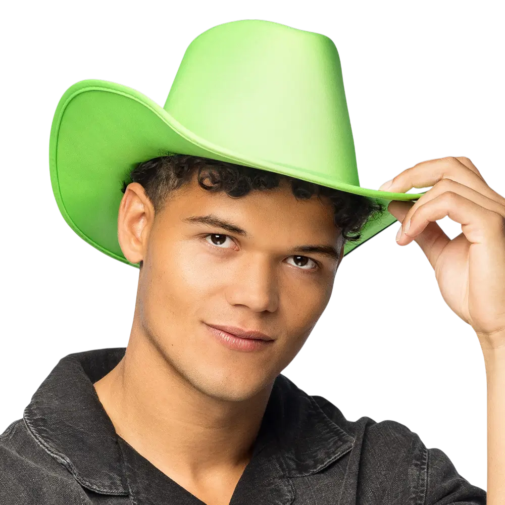 Blaze" fringed cowboy hat - Fluorescent green