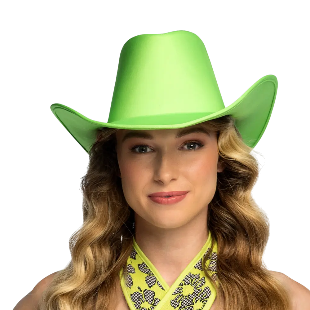 Blaze" fringed cowboy hat - Fluorescent green