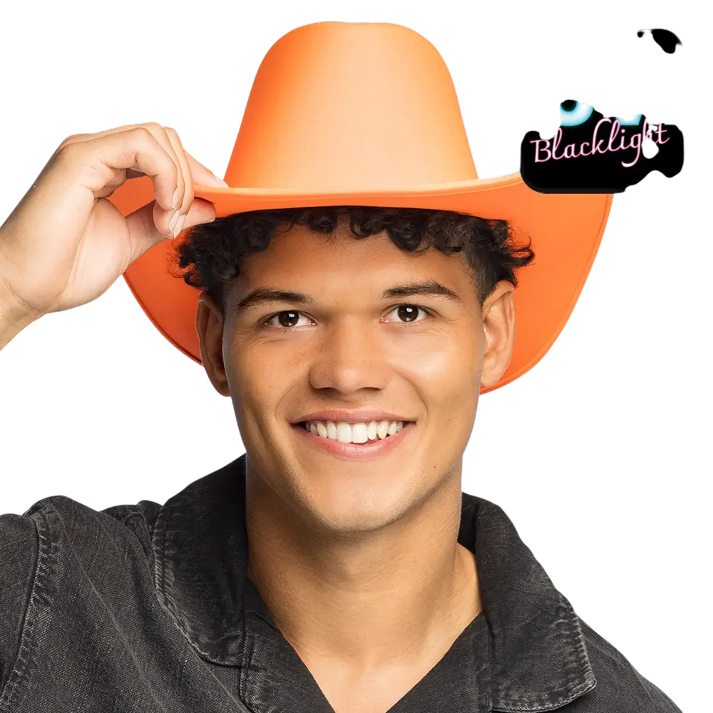 Blaze" fringed cowboy hat - Fluorescent orange