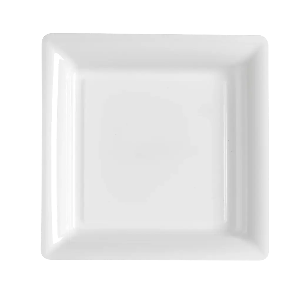 Square Reusable Unbreakable Plates 23.5 cm White – Party Tableware