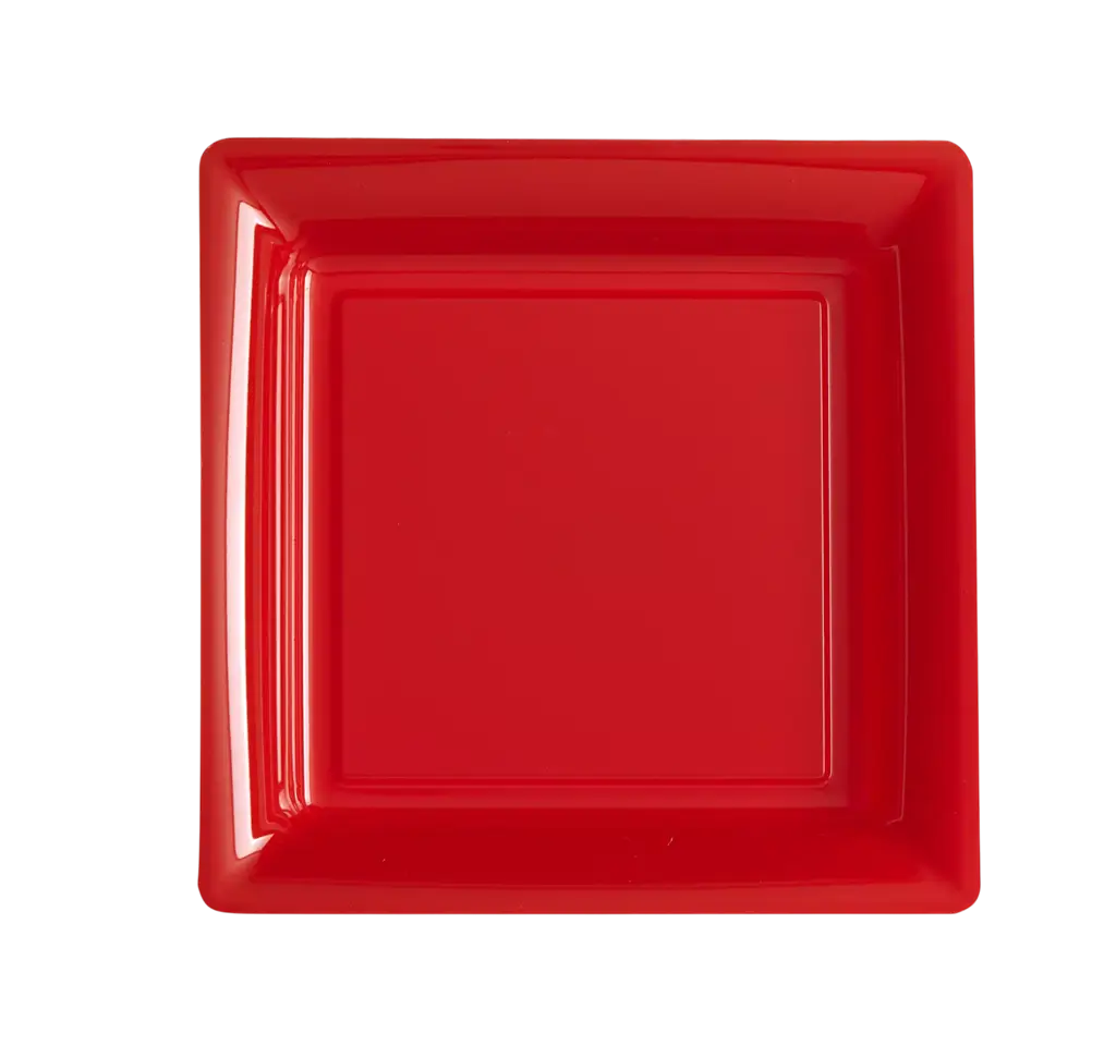 Square Reusable Unbreakable Plates 23.5 cm Red – Party Tableware