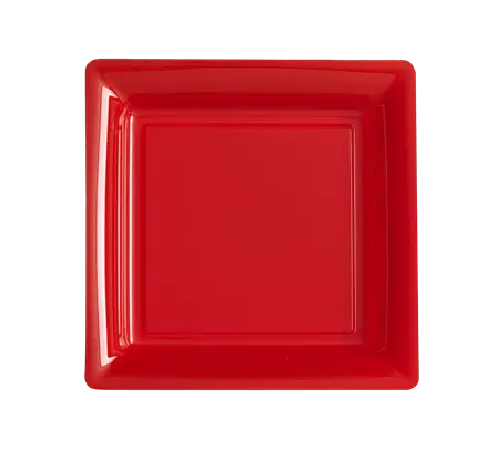 Square Reusable Unbreakable Plates 23.5 cm Red – Party Tableware